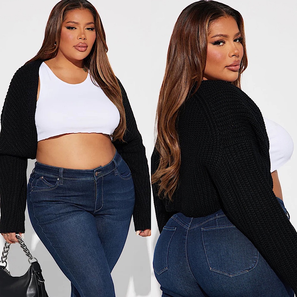 NWT Cropped Black Sweater - 2X
